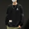 Moletom masculino 2025 outono estilo americano solto manga longa gola redonda esportivo espesso pulôver modelo moderno peso pesado
