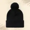Gorro de Lana Cálido de Moda Transfronterizo, Gorro de Punto Grueso con Pompón a Prueba de Frío para Exteriores, Logo Personalizado, Gorro Esencial para Otoño e Invierno