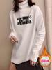 Novo Estilo Gola Meia-Alta Camada Base Térmica Dupla Face Camiseta Manga Longa Feminina Top Espesso Escovado para Outono e Inverno Ins