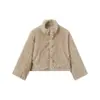 Chaqueta de felpa con forro polar para niña, moda estilo coreano invierno 2026, top corto de felpa moderno con cuello alto para niños