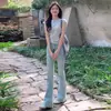 Jeans Flares Preto Slim Fit para Mulheres Outono e Inverno 2025 Novo Petite Espesso com Forro de Lã Calças Bootcut de Cintura Alta