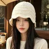 Gorro de tricô franzido estilo japonês e coreano, espessado para aquecimento no outono e inverno, gorro de tricô feminino estiloso com acabamento em renda