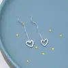 Pendientes Nuevos Estilo Corazón Escarchado Lindos Cielo Estrellado Hueco Hilo para Oreja Ola Pendientes Simples para Mujer