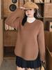 Suéter de Punto con Cuello Redondo para Mujer Tallas Grandes, Camiseta Básica de Manga Larga, Invierno 2026, Suéter de Estilo Holgado y Relajado para Mujeres Tallas Grandes 22727