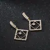 Brincos Luxuosos de Strass Estilo Europeu e Americano, Formato Quadrado, Longos e Elegantes Brincos de Tarraxa para Mulheres, Atacado pelo Fabricante E556
