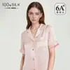 Nuevo Estilo Primavera y Verano Pijama de Seda Pesada de 19 mm para Mujer, Conjunto de Pantalón Largo de Manga Corta 100% Seda de Morera, Personalización de Ropa para el Hogar