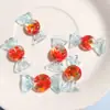 [Rosa Camelia] Material Rojo con Perlas Accesorios Cadena para Teléfono Móvil DIY Dulces Accesorios de Perlas Sueltas Joyería Hecha a Mano