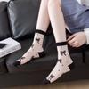 Medias de cristal para niños calcetines de verano de media caña lazo seda de cristal transparente medias de mujer al por mayor tendencia ins medias de carta