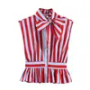 Verano 2026 Nuevo Moda Callejera Europea y Americana Transfronteriza para Mujer XX12405 38 Camisa Rayada Decorada con Lazo 3