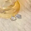Pendientes de botón de plata de ley S925 plata plata planeta de amor de fantasía pendientes de estrella asimétricos pendientes pequeños mini en forma de corazón