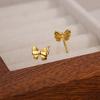 Aretes de Plata Esterlina 999 Hoja de Albaricoque para Mujer Lujo Ligero Nicho Simple Aretes de Lazo Soporte de Oreja de Trébol Aretes Pequeños