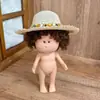 [Solo Ropa] Ropa para Muñeco de Papa Español de 24 cm Algodón Lazo Verde Vestido Blanco Conjunto de Sombrero de Paja con Piedras