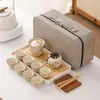 Horno Ru Caqui Ruyi Tetera de Mano Set de Té de Viaje con Tetera de Cerámica Agrietada Logo del Set de Té de Viaje Disponible