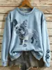 2026 Nueva Sudadera para Mascota Estilo Mezclilla Impresa en 3D para Mujer, Holgada de Manga Larga Cuello Redondo Moderna Casual Transfronteriza Artículo Popular