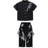 Roupas Modernas Infantis para Street Dance Hip-Hop Marca Moderna Meninos e Meninas Estilo Chinês Camisa Bordada Conjunto Hiphop Moderno Roupas Cool para Performance