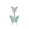 Amazon Más Vendido Transfronterizo Serie Azul Zircón Incrustado en Cobre Anillo para el Ombligo Mariposa Flor de Amor Clavo para el Ombligo Europa y América