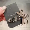 Grampo de pato com strass laço luxo leve coreano, presilha de cabelo elegante e sofisticada, presilha lateral para franja, grampo de cabelo