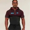 Camiseta con Capucha para Hombre de Fitness de Co-Marca UFC, Alta Elasticidad, Secado Rápido, Adelgazante, para Gimnasio, Entrenamiento de Levantamiento de Pesas y Carrera, Manga Larga