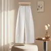 Pantalones de otoño para mujer, pantalones de vestir casuales, con caída fluida, un look sofisticado, un efecto adelgazante, corte ajustado, diseño de pierna curva, pantalones anchos holgados de cintura alta