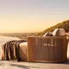 Sofá Nórdico de Ratán y Madera Maciza para Exteriores Cómodo Jardín Patio Diseñador Muebles de Teca Hotel B&B Exterior Ratán