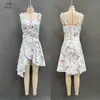 Moda Casual Europeia 2026 Roupas Femininas Estação Independente da Amazon Vestido com Estampa Floral Alças Finas Decote V Acabamento com Babados