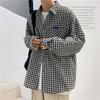 Camisa de manga larga a cuadros estilo Hong Kong primavera 2022 para hombre, estilo coreano, moderna, holgada, estilo pareja, camisa con solapa, chaqueta