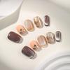 Novas Unhas Usáveis Puras Feitas à Mão de Alto Padrão Olho de Gato da Zhuoshimei, Luxo Acessível, Clareadoras Elegantes, Adesivos de Unha Removíveis