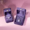 Caja de Joyería Morada de Charol Iluminada con LED Set de Collar, Aretes y Anillos Caja de Regalo para Joyería Fabricante Directo Personalización