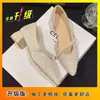 Sapatos de Moda Feminino 2026 Estilo Francês Bico Fino Pérola Fada Estilo Primavera/Outono Salto Bloco Baixo Decote Lateral Sapatilhas de Moda Salto Alto