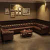 Sofá de Bar de Puros, Club Privado Estilo Americano, Mesas y Sillas de Bar de Whisky Vintage, Combinación de Asientos Individuales y Dobles Estilo Old Money