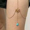 Cadena de pierna de moda transfronteriza europea y americana turquesa colgante de corazón hueco cadena de muslo de turquesa cadena corporal de playa