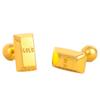 Pu Zuo Jiu no se decolora aretes de ladrillo de oro dorado para mujer aretes cuadrados pequeños mini simples de oro vintage
