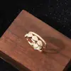 Anillo de Moda Geométrico de Doble Capa con Circonita en Forma de Gota de Agua, Elegante y Exquisito, Lujo Ligero, Elegante y Brillante, Diseño Abierto Bicolor para Mujer