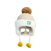 Gorros de Otoño e Invierno para Bebés Niños y Niñas, Lindos Gorros Gruesos de Dibujos Animados con Protección para Orejas para Bebés y Niños Pequeños, Pompones de Piel, Cortavientos y Cálidos Gorros Lei Feng
