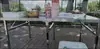 Mesa Plegable de Acero Inoxidable, Mesa Larga para Uso en Exteriores, Mesa Comercial Portátil para Mercados Nocturnos, Barbacoas y Montaje de Puestos, con Hueco Alto para Colocar Artículos