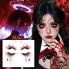 Adesivos de Canto para Maquiagem dos Olhos de Halloween, Adesivos de Tatuagem Estilo Ins, À Prova d'Água e Duradouros, Adesivos de Maquiagem com Cor de Sangue Falso para Rosto, Pintura Facial Colorida