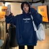 3303 Sudadera holgada con forro polar estilo perezoso de otoño e invierno con capucha estampada de manga larga para mujer, abrigo para estudiantes