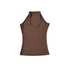 Camisole Sexy Puro Desejo com Decote U que Cobre os Seios, Alça Halter, Tecido Elástico, Ajuste Slim, Peça de Roupa Externa Base, Top Casual Esportivo