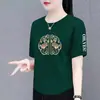 Ropa de mujer de marca con sobrestock de comercio exterior transfronterizo, camisetas de manga corta estilo mamá, tops holgados adelgazantes