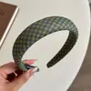 Diadema fresca y colorida de cuadros finos de ala ancha, diadema de tela de esponja engrosada, cubre el cabello suelto, moderna y versátil, adecuada para lavarse la cara