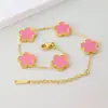 Pulseira de Aço Titânio Popular de Flor de Cinco Folhas Transfronteiriça, Dupla Face, para Mulheres, Joia Versátil e na Moda, Fashion, de Alto Padrão e Luxo Leve