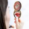 Espejo de Maquillaje Plegable de Metal de Doble Cara, Espejo de Retoque Resistente, Espejo Pequeño Portátil con Tapa abatible, Espejo Mini de Viaje