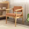 Silla de Comedor Tapizada de Madera Maciza Nórdica Silla Casual Japonesa con Reposabrazos y Respaldo Silla de Escritorio Silla de Maquillaje Silla para Tienda de Té con Leche