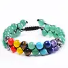 Pulsera Bohemia de Doble Capa de Piedra Natural Colorida de 6 mm para Mujer Pulsera de Árbol de la Vida con Cuentas de Piedra Natural Cristal Ónix