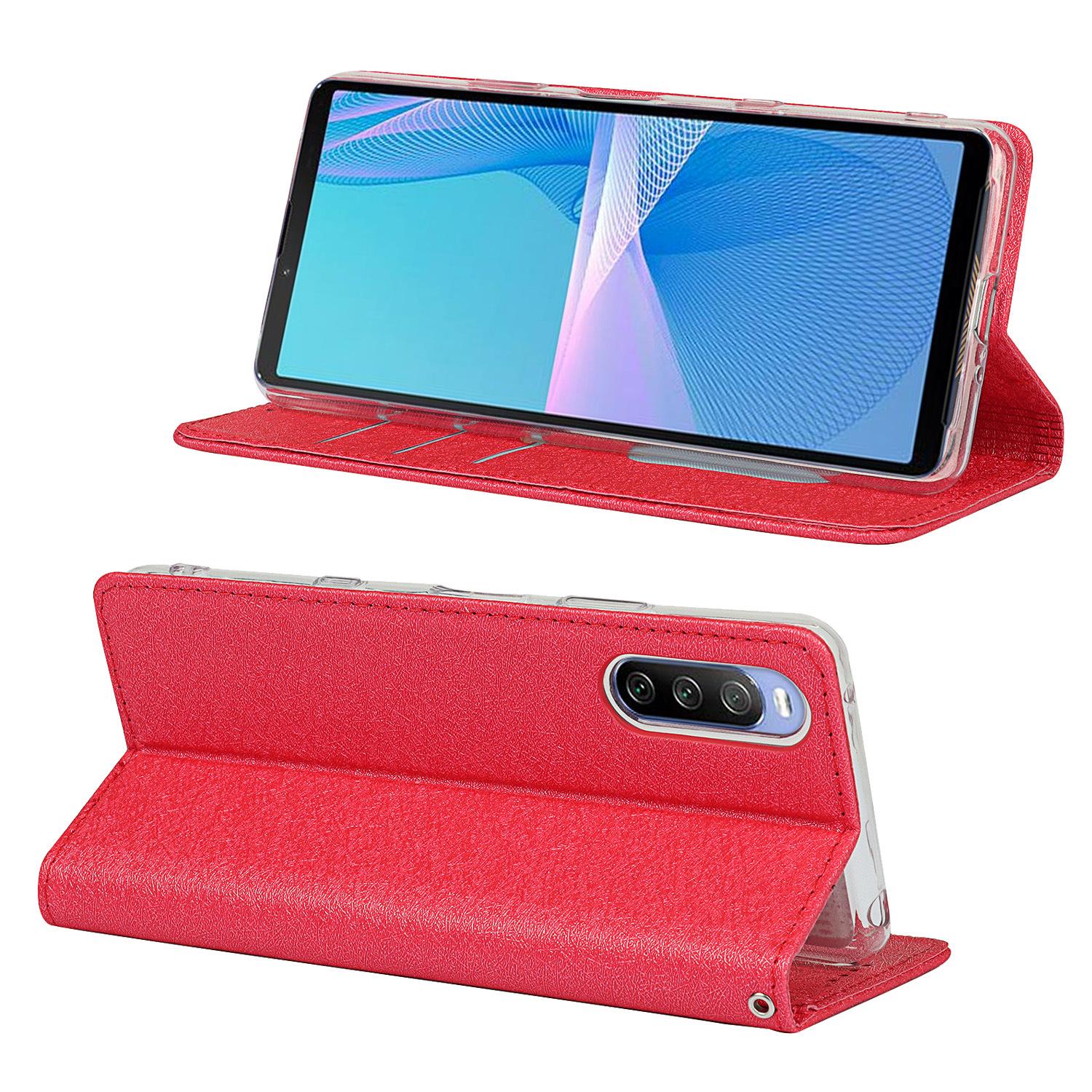 索尼 Xperia 10 III 挂绳蚕丝纹皮套