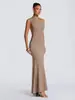 Cross-Border Independent Brand One-Shoulder Slim-Fit Knitted Fishtail Gown Asymmetrical Off-Shoulder High-End Evening Dress