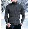 2026 Comercio Exterior Transfronterizo Otoño e Invierno Suéter Cálido de Punto para Hombre Cuello Alto Tejido de Trenza Talla Grande Suéter Base Pullover