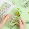 Venta Caliente Transfronteriza Bolsa de Lápices Transparente de PVC de Aguacate de Dibujos Animados Linda para Estudiantes de Primaria y Secundaria Estilo Ins Bolsa de Papelería Sencilla