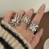Moda Pareja Metal Plata Hip-Hop Cruz Anillo Ancho Ins Estilo Fresco Estrella Anillo Abierto Ancho