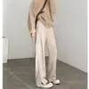 Pantalones de pierna ancha con raya de espiga para mujer, nuevos para Otoño/Invierno, pantalones rectos de lana gruesa, pantalones casuales, versión estrecha versátil que hace que las piernas parezcan más largas